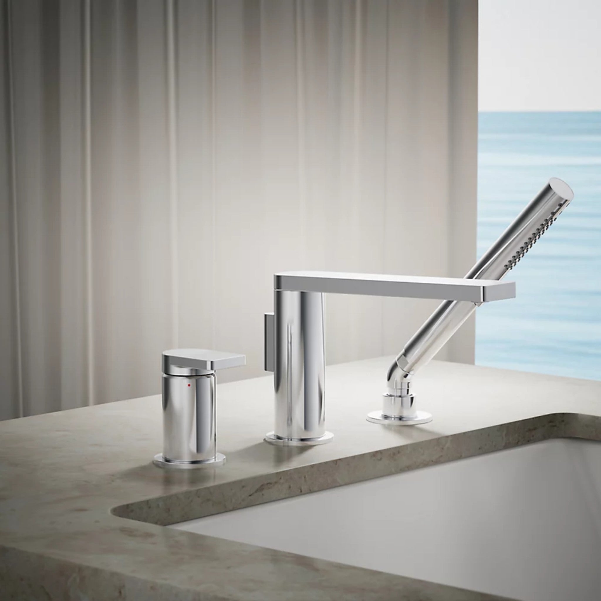 COMPOSED DECK MOUNT BATH FAUCET WITH HANDSHOWER - robinsonco.ca