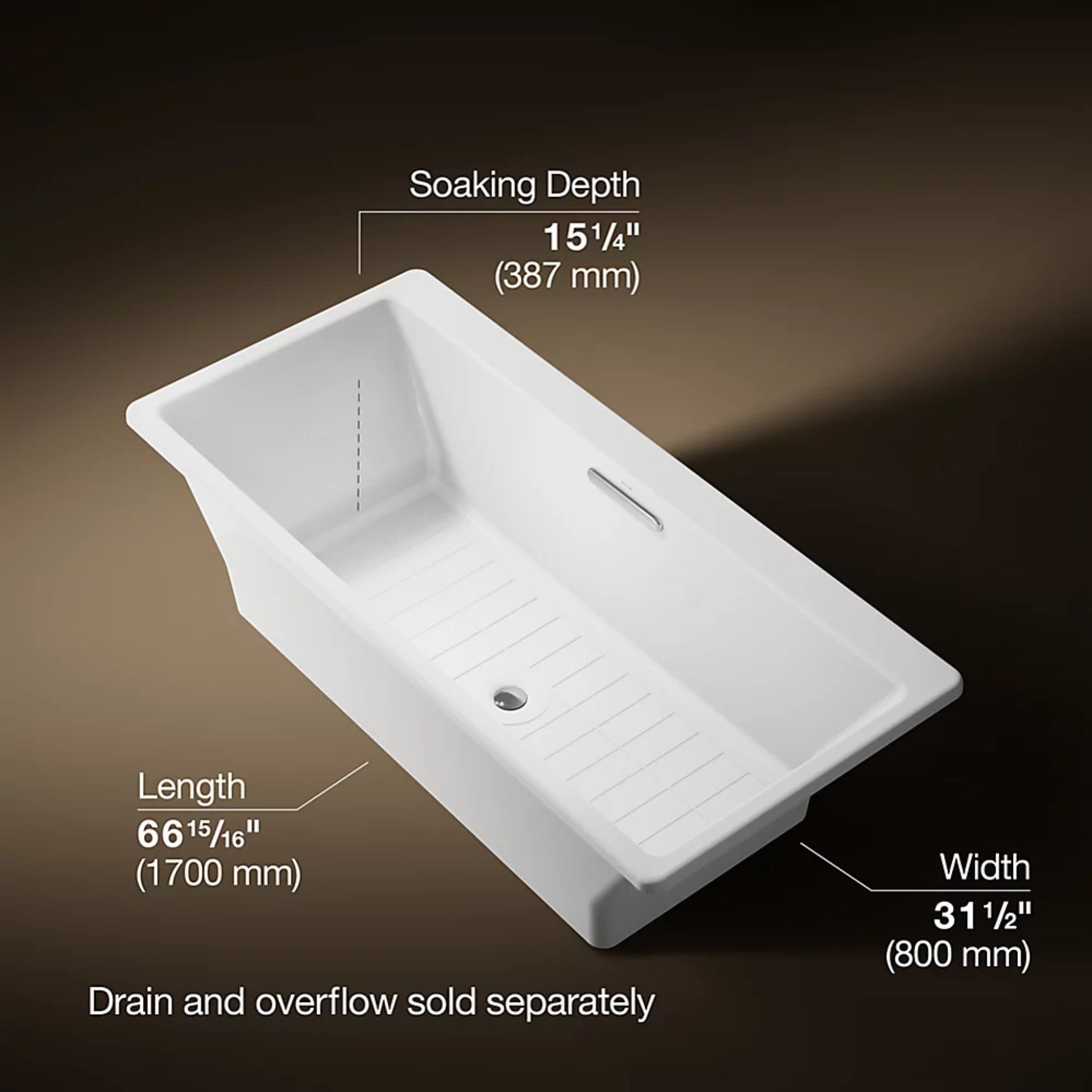 REVE RECTANGLE 67 X 32 INCHES DROP-IN / UNDERMOUNT BATHTUB - robinsonco.ca
