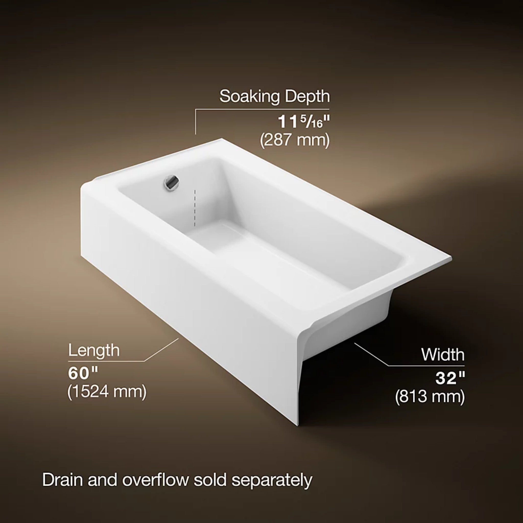 BELLWETHER RECTANGLE 60 X 32 INCHES ALCOVE BATHTUB WITH INTEGRAL APRON AND FLANGE - robinsonco.ca