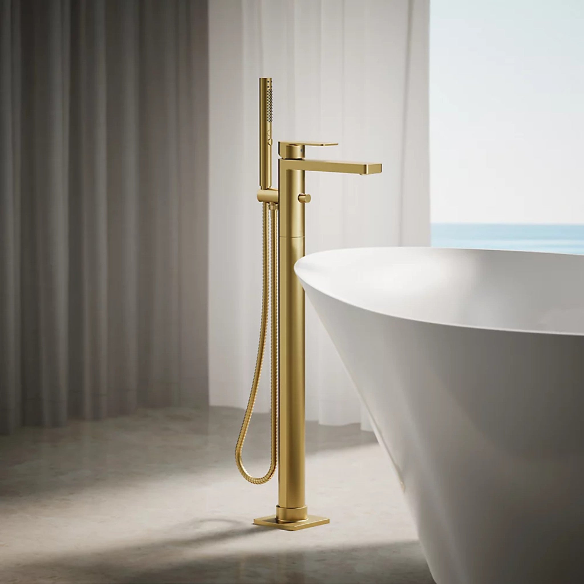 PARALLEL FLOOR MOUNT BATH FILLER TRIM WITH HANDSHOWER - robinsonco.ca