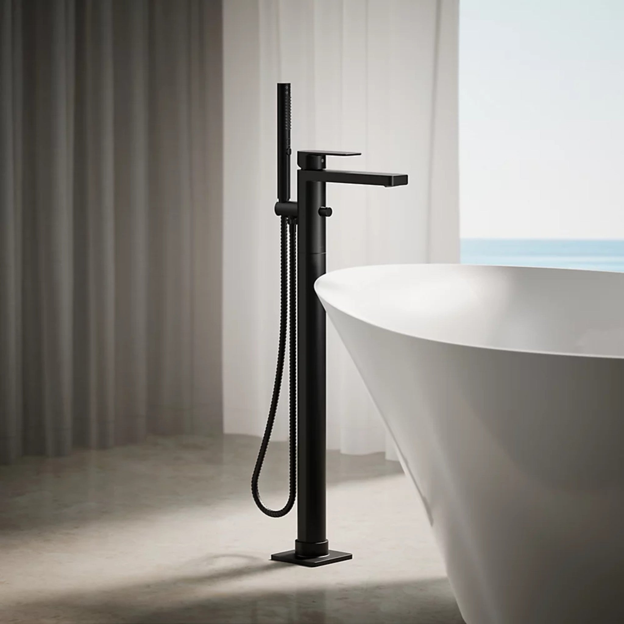 PARALLEL FLOOR MOUNT BATH FILLER TRIM WITH HANDSHOWER - robinsonco.ca