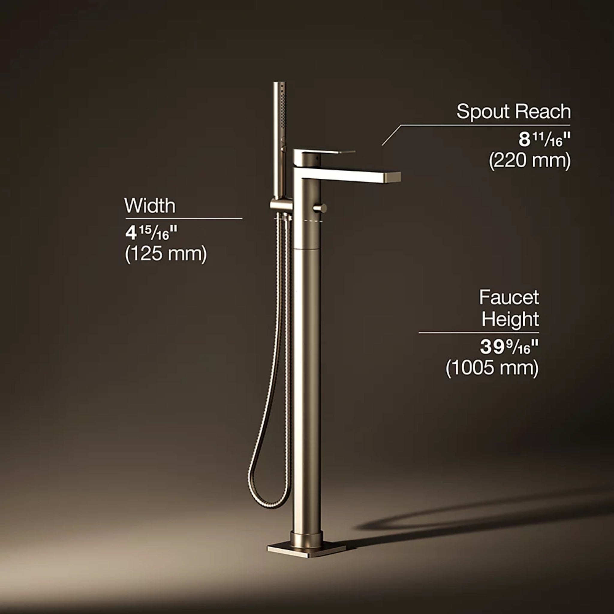 PARALLEL FLOOR MOUNT BATH FILLER TRIM WITH HANDSHOWER - robinsonco.ca