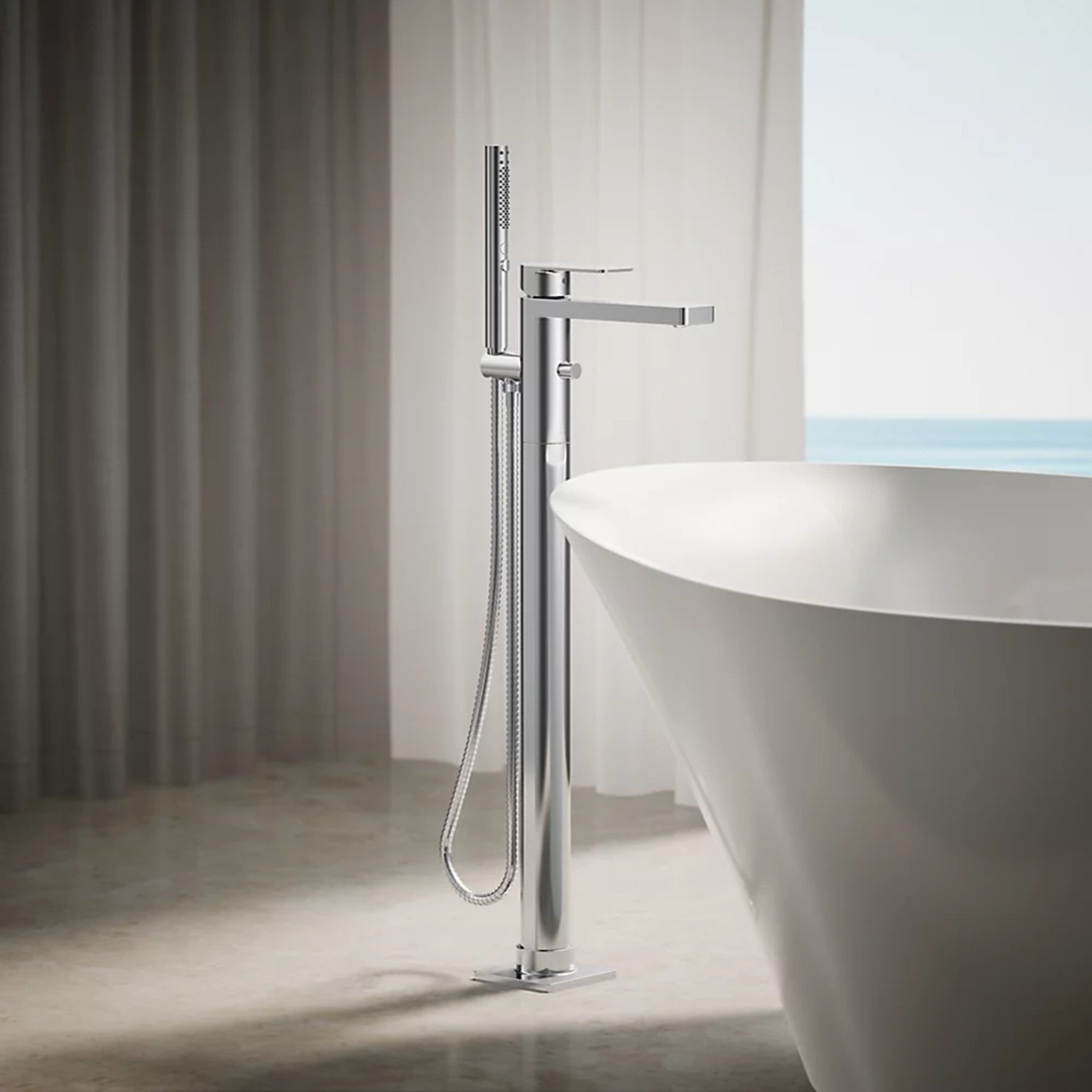 PARALLEL FLOOR MOUNT BATH FILLER TRIM WITH HANDSHOWER - robinsonco.ca