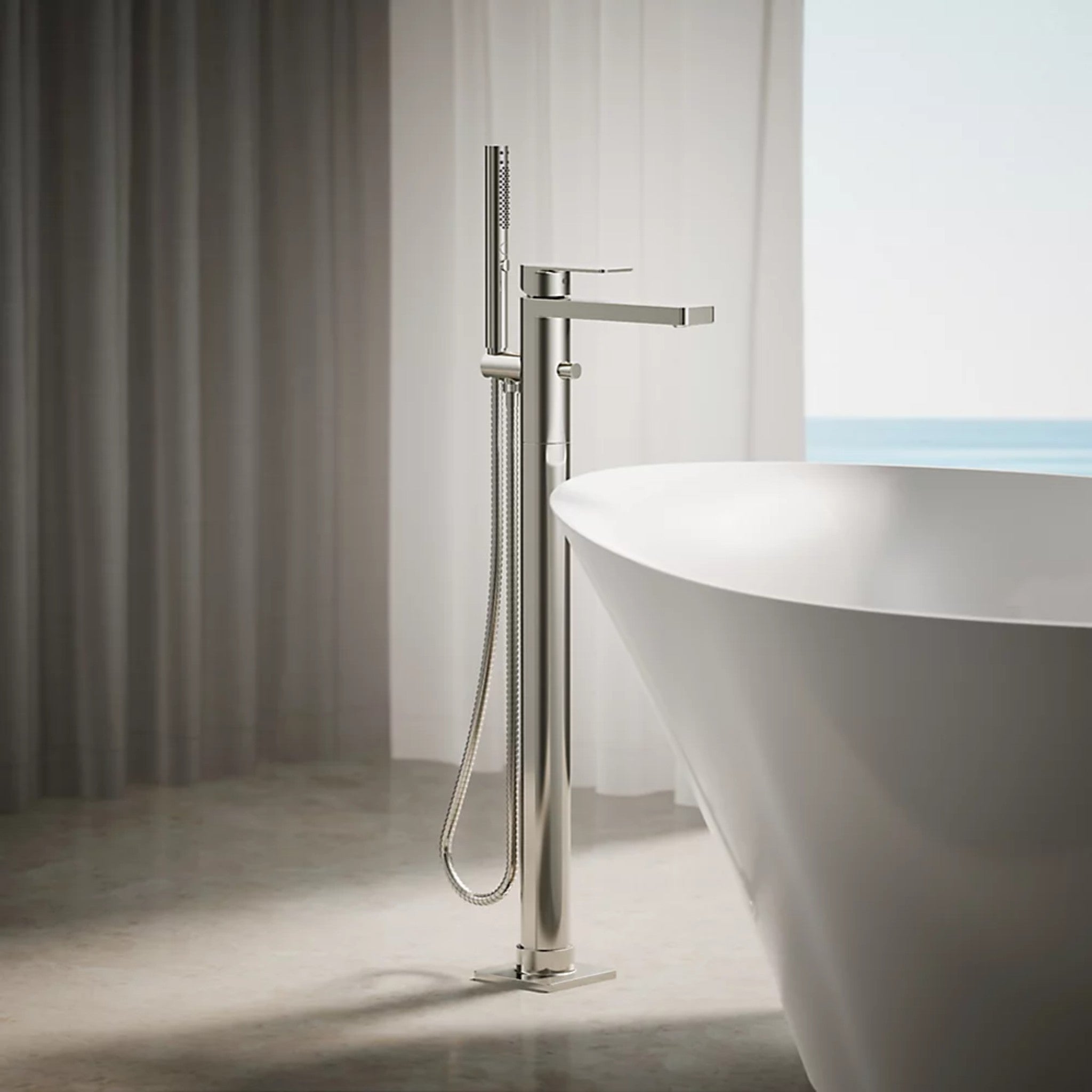 PARALLEL FLOOR MOUNT BATH FILLER TRIM WITH HANDSHOWER - robinsonco.ca