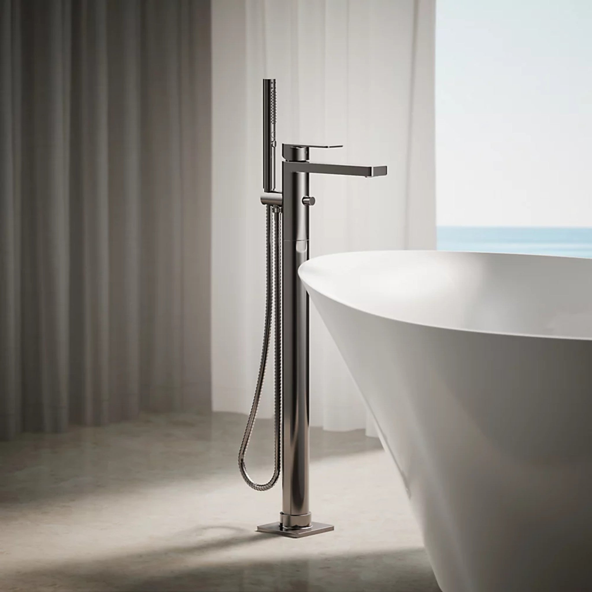 PARALLEL FLOOR MOUNT BATH FILLER TRIM WITH HANDSHOWER - robinsonco.ca