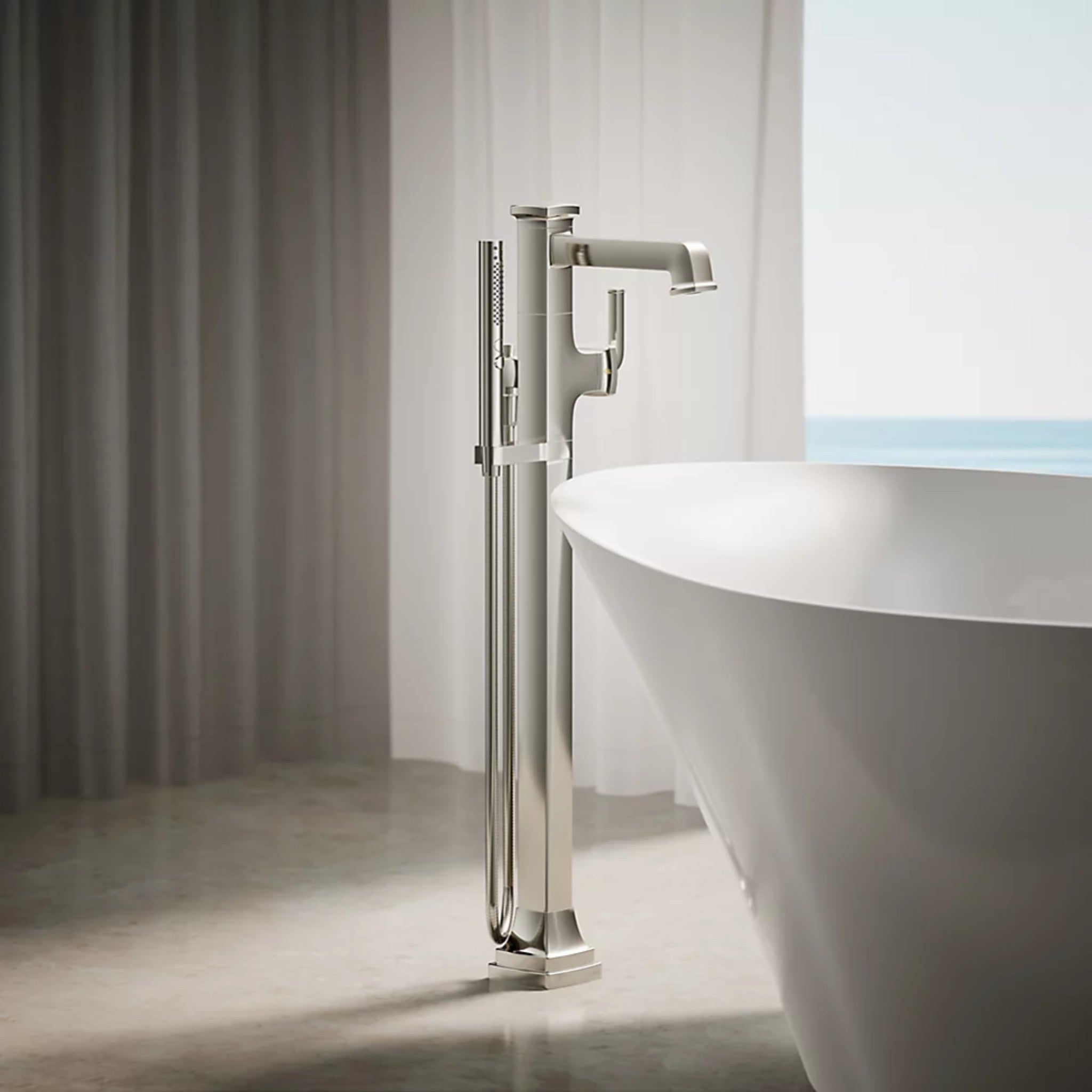 RIFF FLOOR MOUNT BATH FILLER TRIM WITH HANDSHOWER - robinsonco.ca