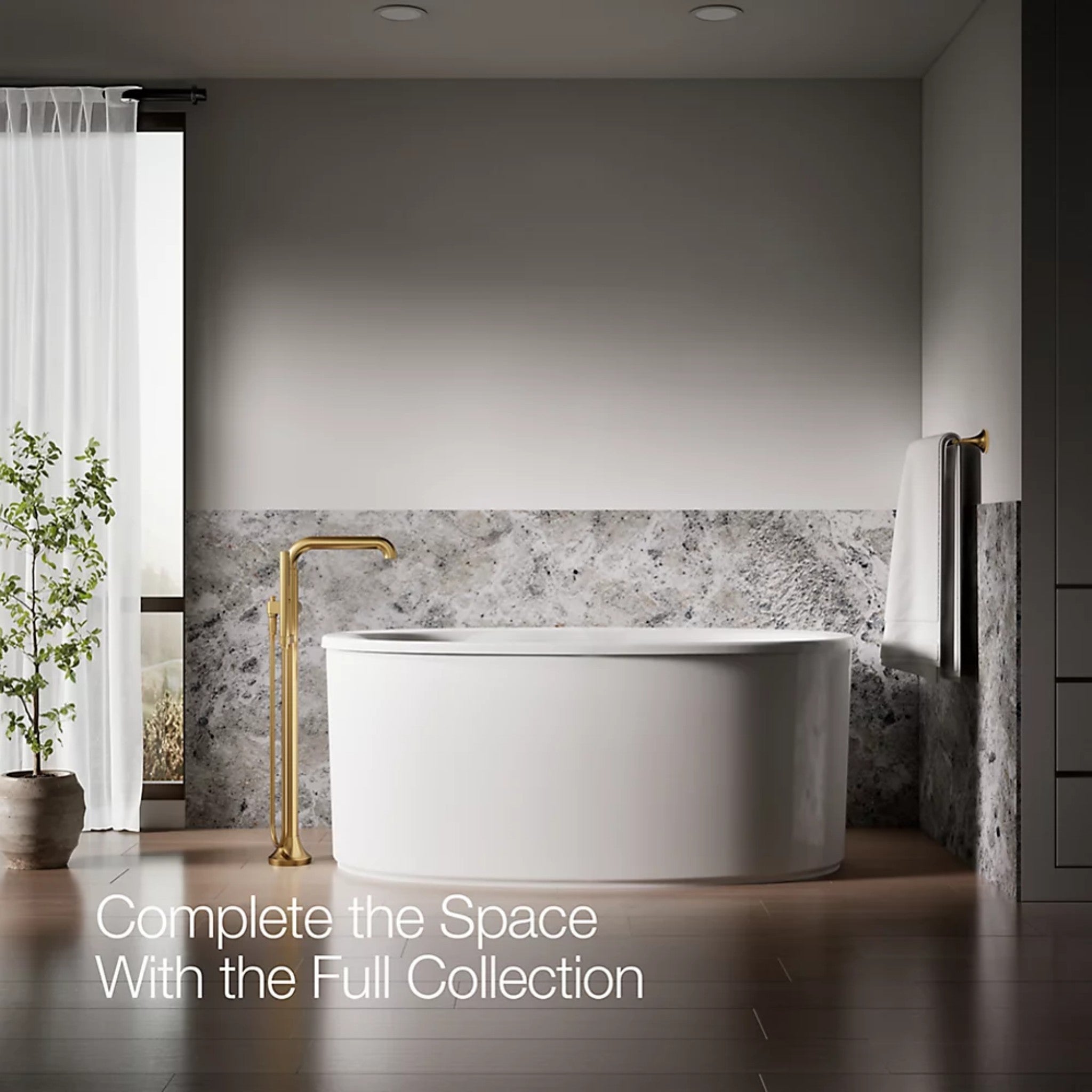 TONE FLOOR MOUNT BATH FILLER TRIM WITH HANDSHOWER - robinsonco.ca