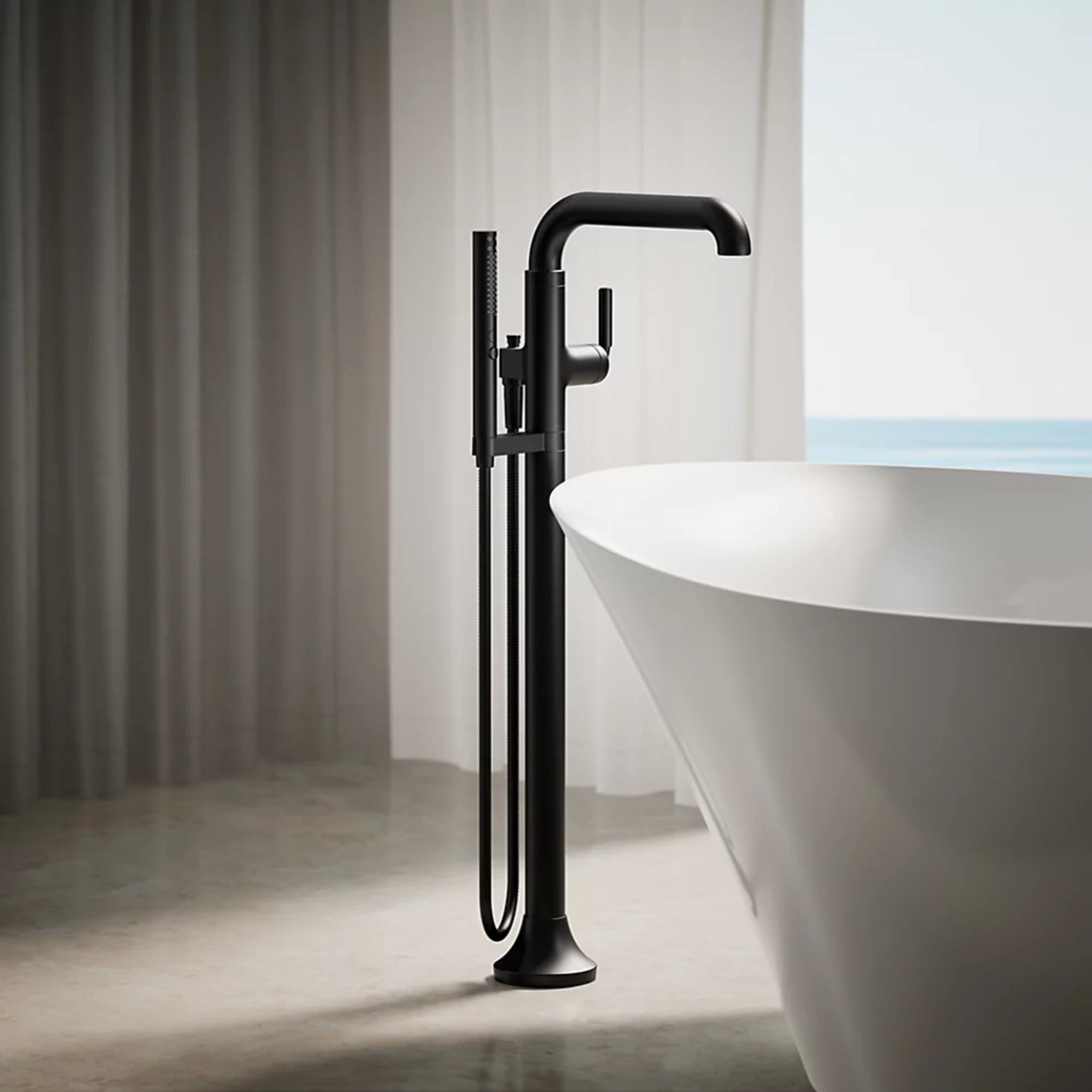 TONE FLOOR MOUNT BATH FILLER TRIM WITH HANDSHOWER - robinsonco.ca