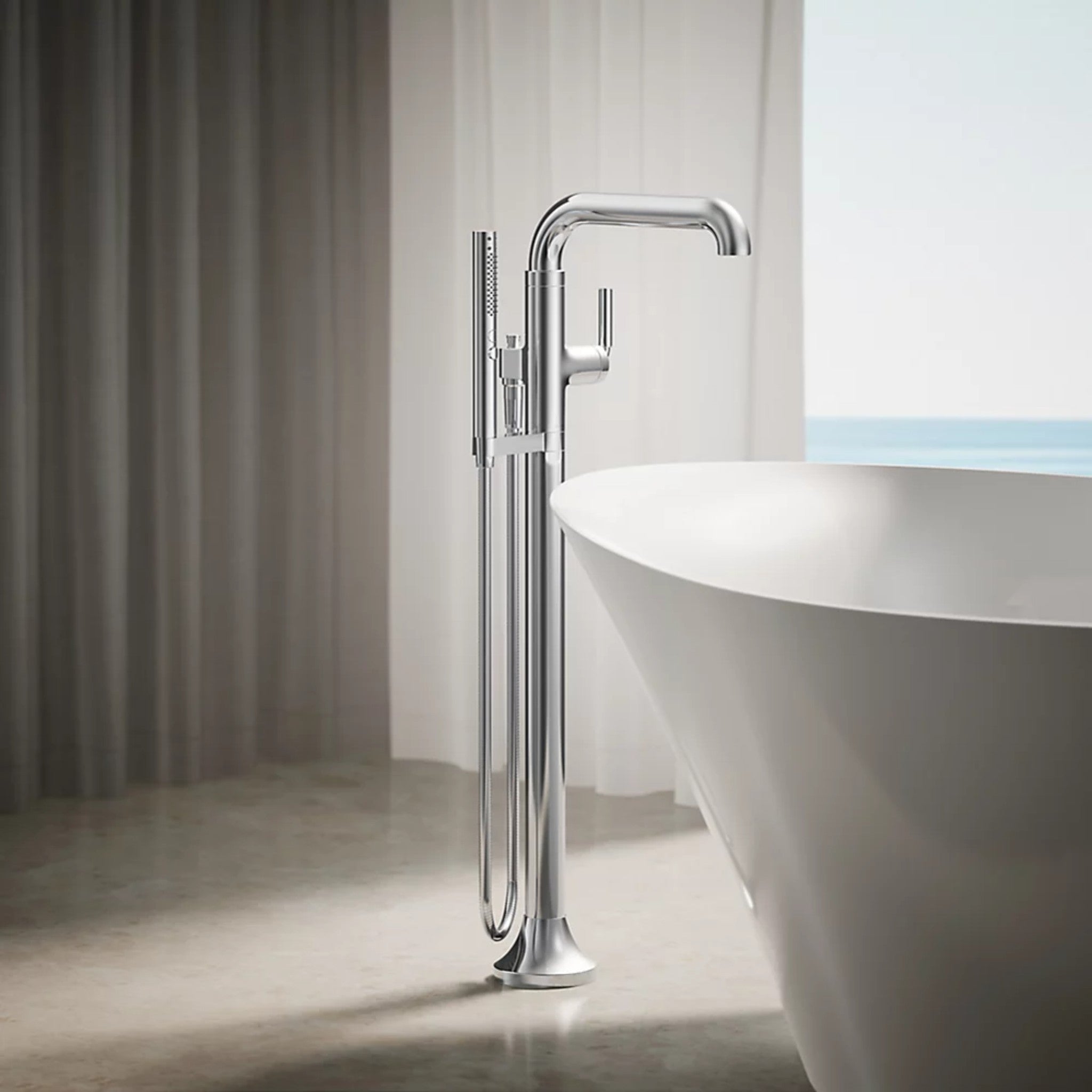 TONE FLOOR MOUNT BATH FILLER TRIM WITH HANDSHOWER - robinsonco.ca