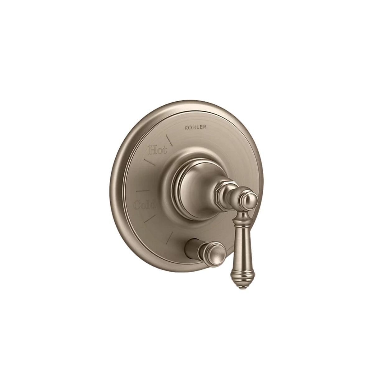 ARTIFACTS® RITE-TEMP PRESSURE-BALANCING VALVE TRIM WITH PUSH-BUTTON DIVERTER AND LEVER HANDLE - robinsonco.ca