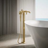 ARTIFACTS FLOOR MOUNT BATH FILLER TRIM WITH HANDSHOWER - robinsonco.ca
