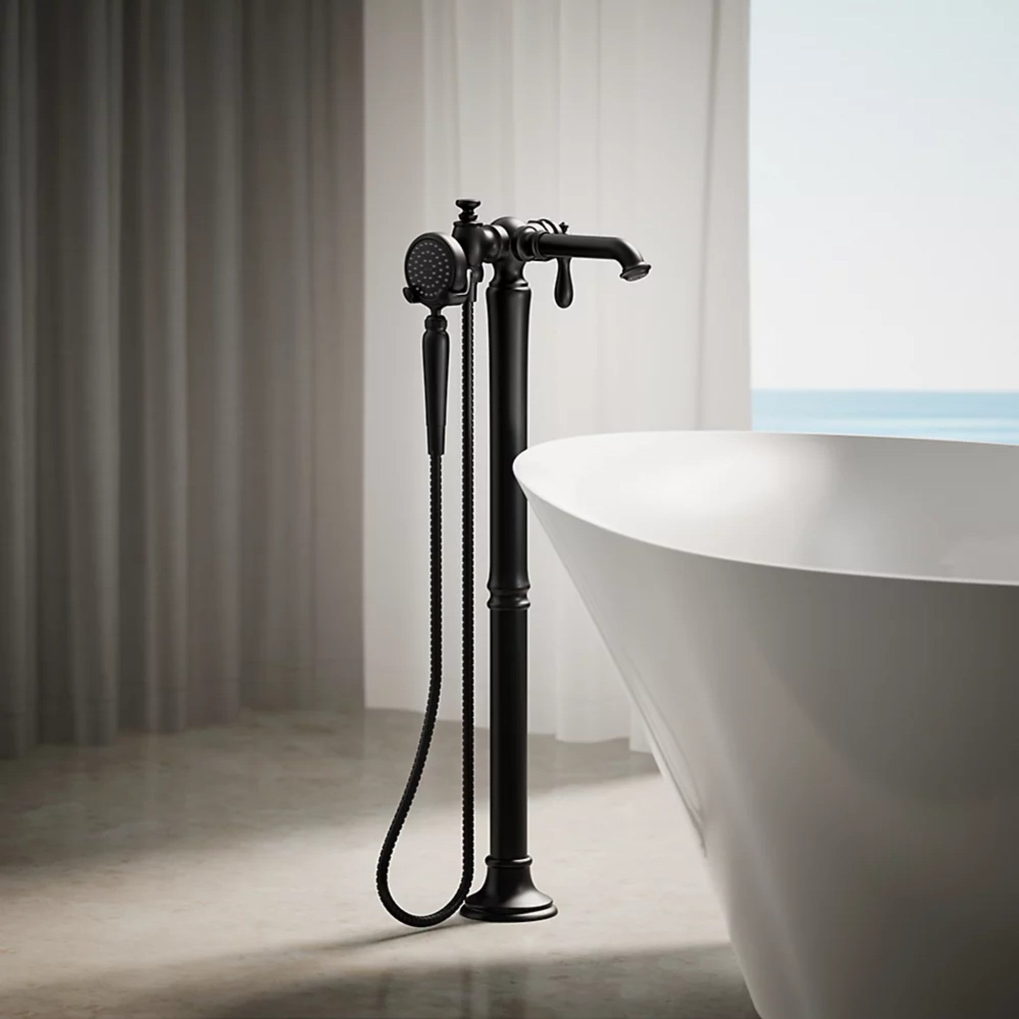 ARTIFACTS FLOOR MOUNT BATH FILLER TRIM WITH HANDSHOWER - robinsonco.ca
