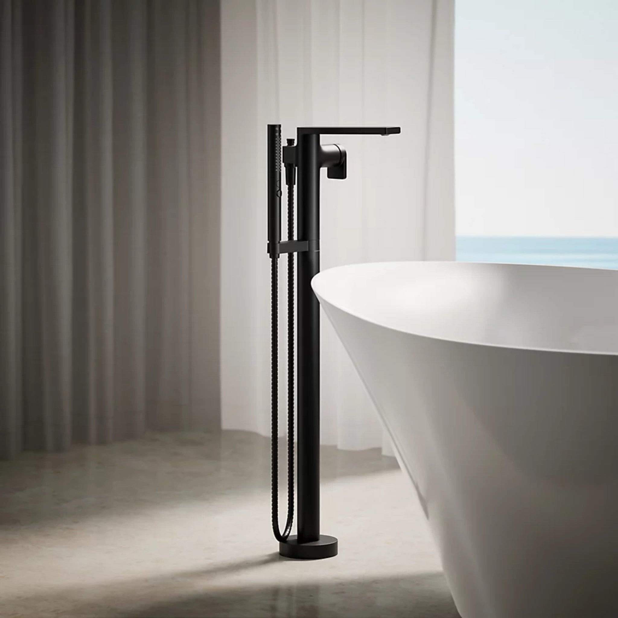 COMPOSED FLOOR MOUNT BATH FILLER TRIM WITH HANDSHOWER - robinsonco.ca