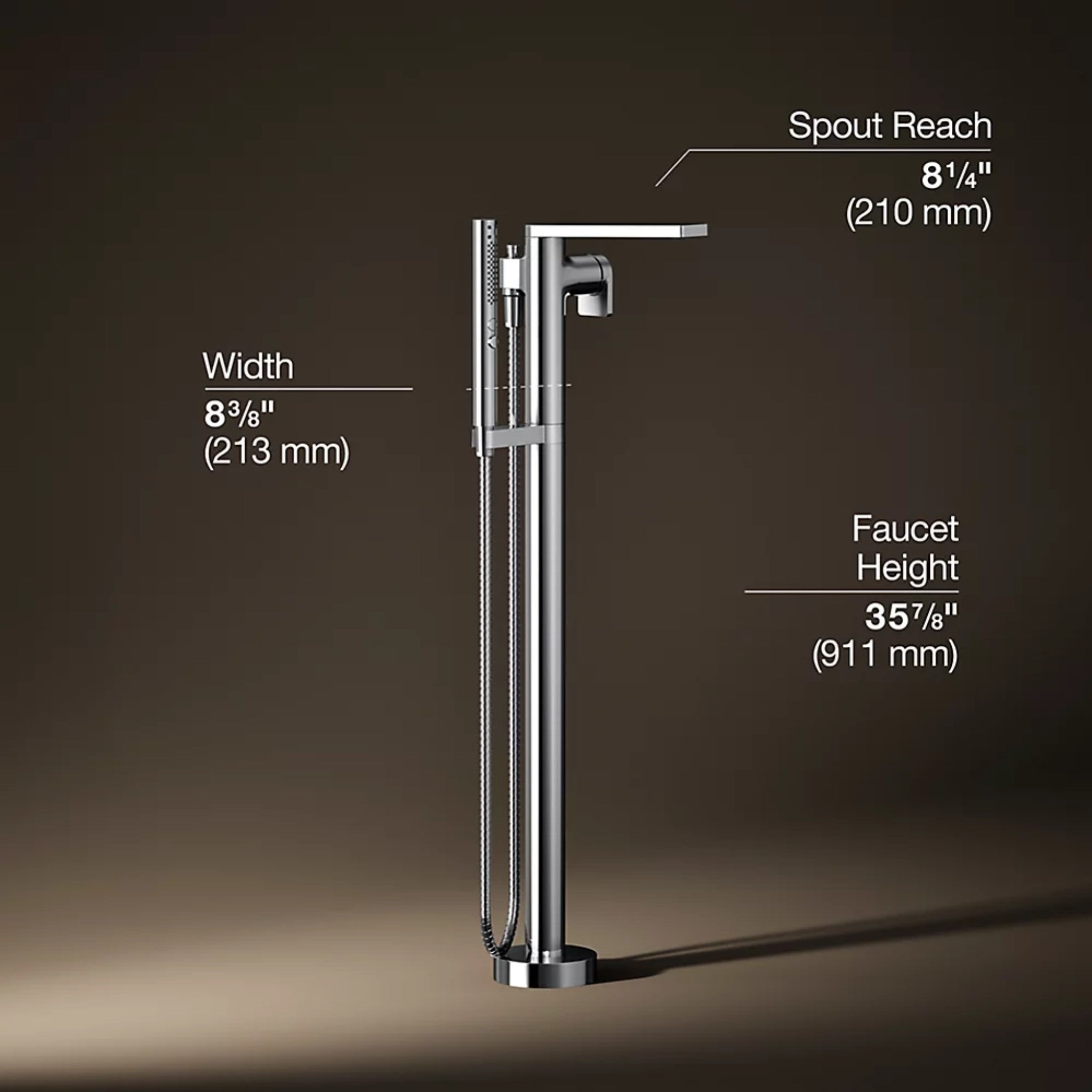 COMPOSED FLOOR MOUNT BATH FILLER TRIM WITH HANDSHOWER - robinsonco.ca