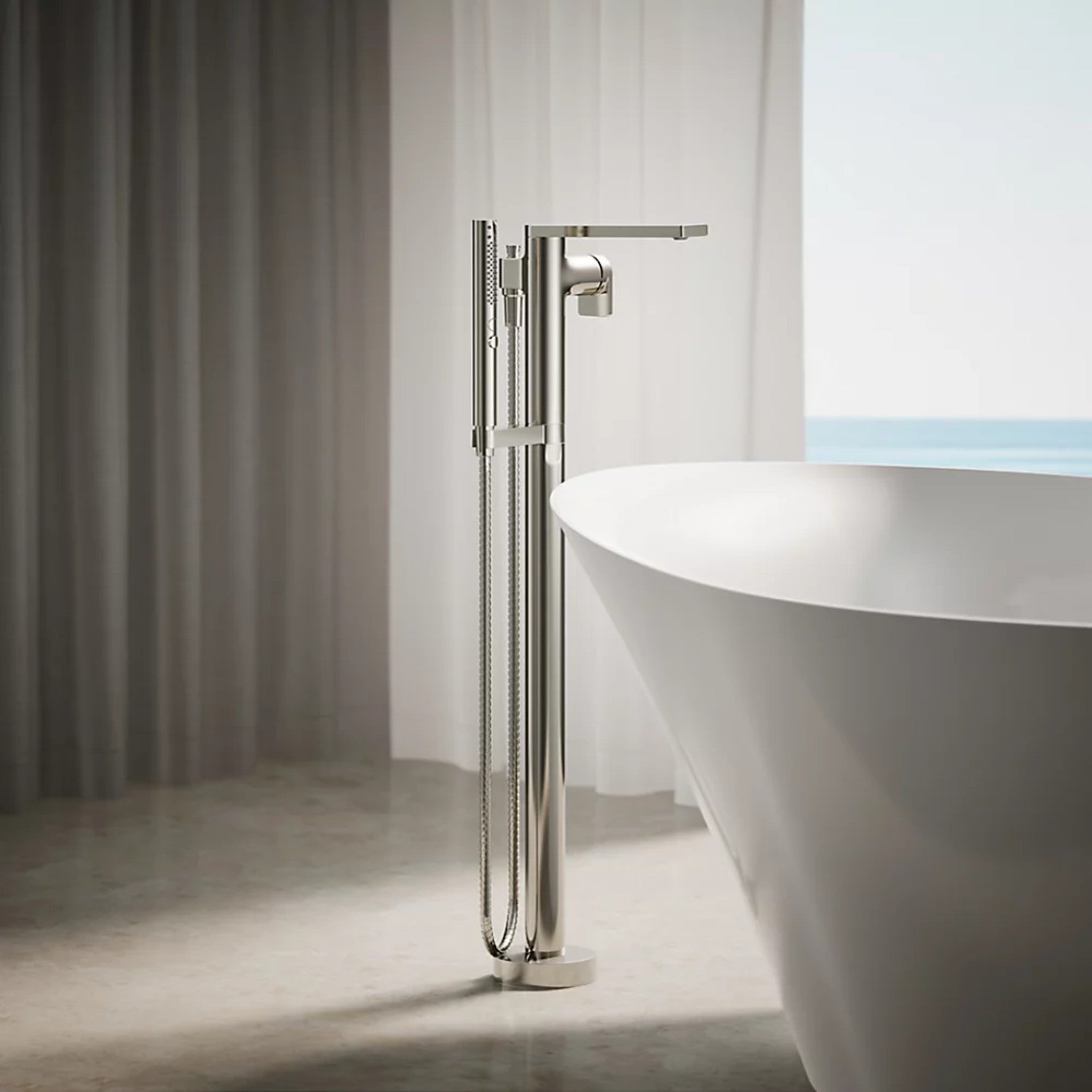COMPOSED FLOOR MOUNT BATH FILLER TRIM WITH HANDSHOWER - robinsonco.ca