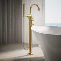 COMPONENTS FLOOR MOUNT BATH FILLER TRIM WITH LEVER HANDLES AND HANDSHOWER - robinsonco.ca
