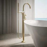 COMPONENTS FLOOR MOUNT BATH FILLER TRIM WITH LEVER HANDLES AND HANDSHOWER - robinsonco.ca