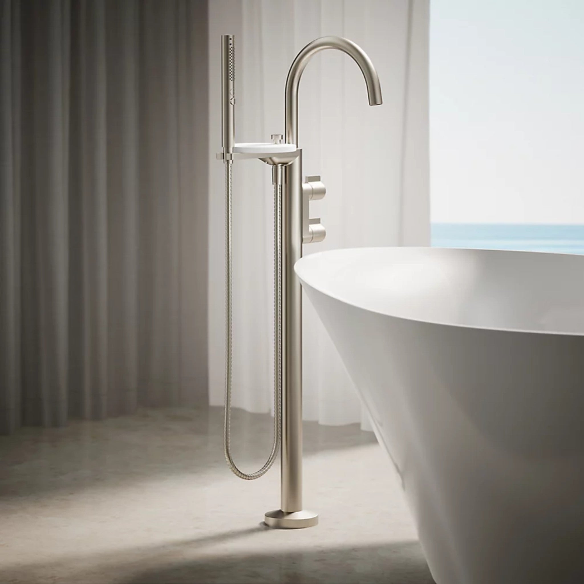 COMPONENTS FLOOR MOUNT BATH FILLER TRIM WITH LEVER HANDLES AND HANDSHOWER - robinsonco.ca