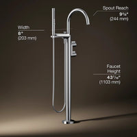 COMPONENTS FLOOR MOUNT BATH FILLER TRIM WITH LEVER HANDLES AND HANDSHOWER - robinsonco.ca