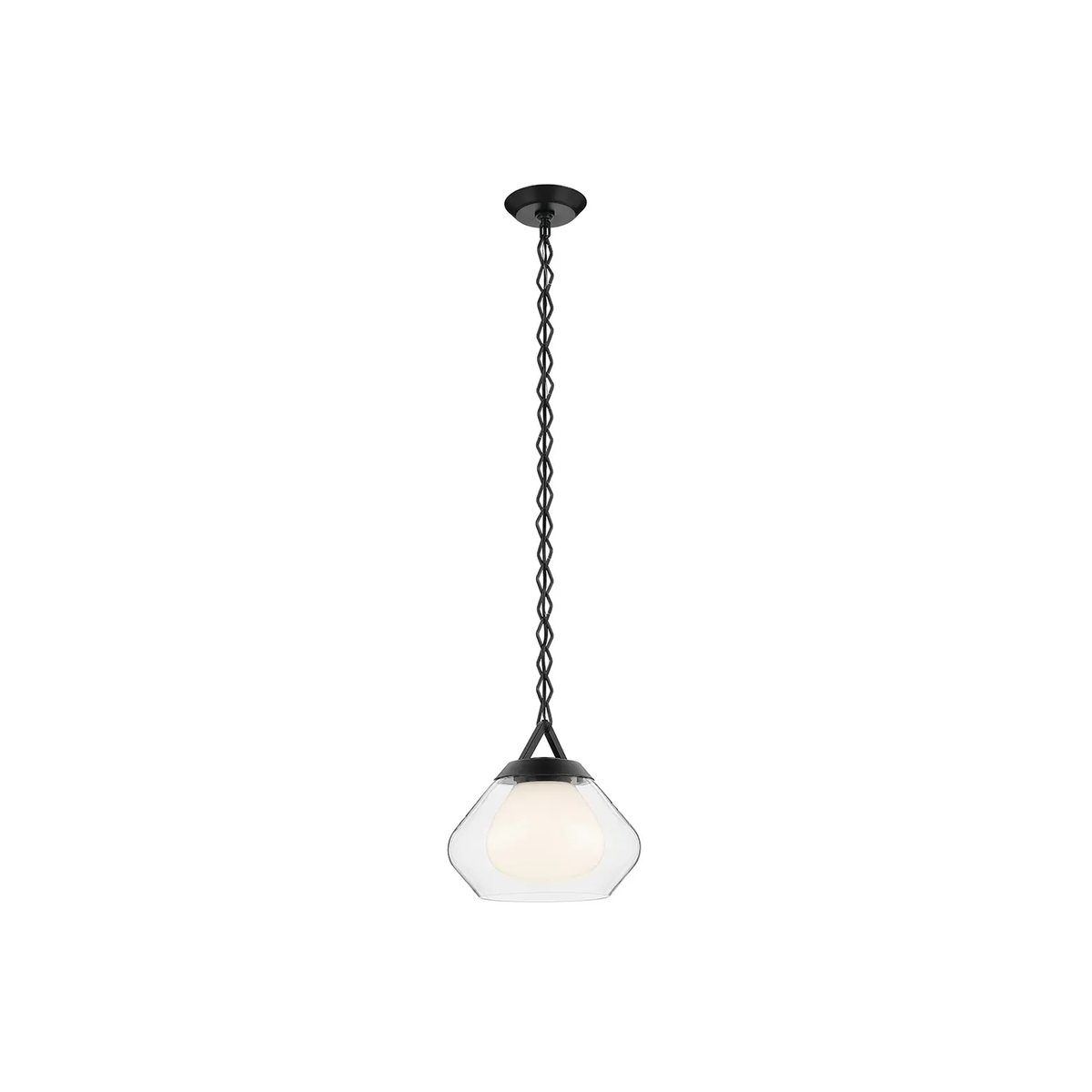 Kichler Nella 1-light pendant in 12 inch with black finish and clear glass shade