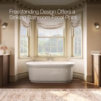 Claude™ freestanding bathtub by Studio McGee in elegant bathroom by Kohler shown in bathroom with bathtub as focal point.