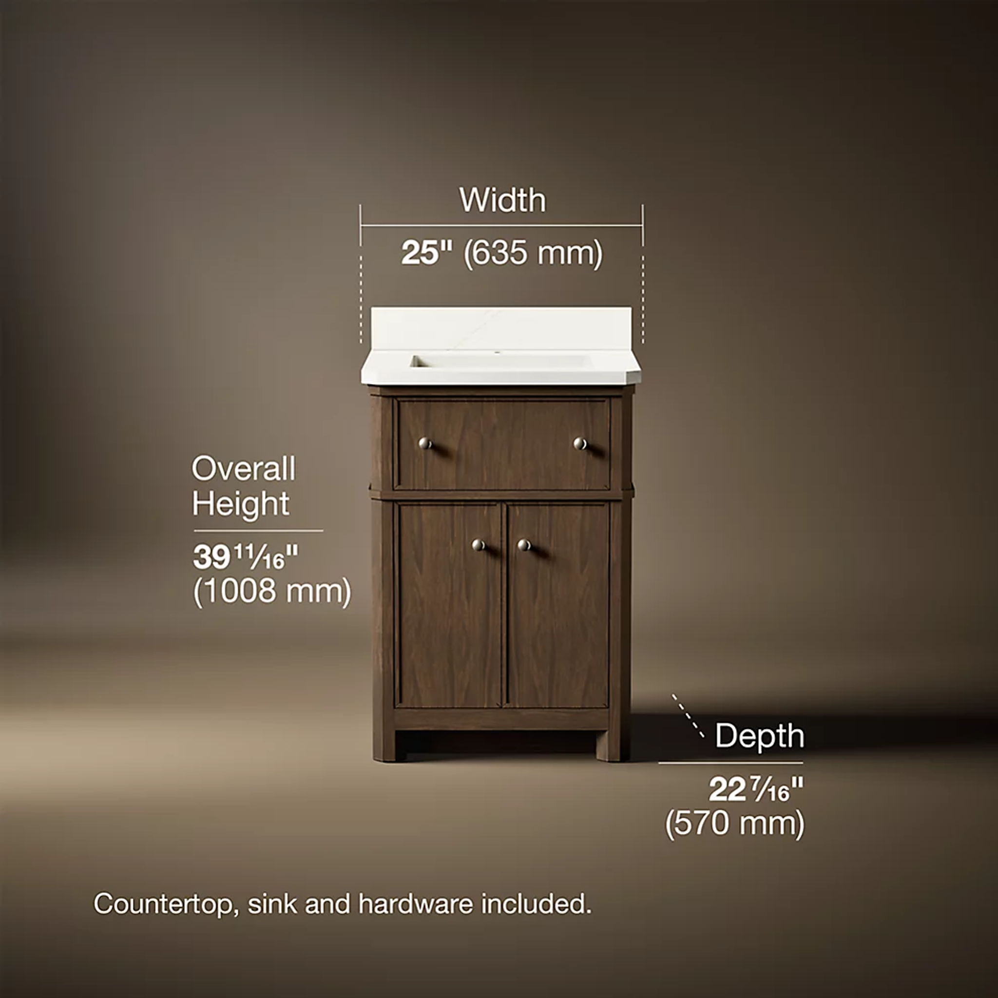 Claude™ bathroom vanity cabinet by Studio McGee from Kohler with countertop and sink
