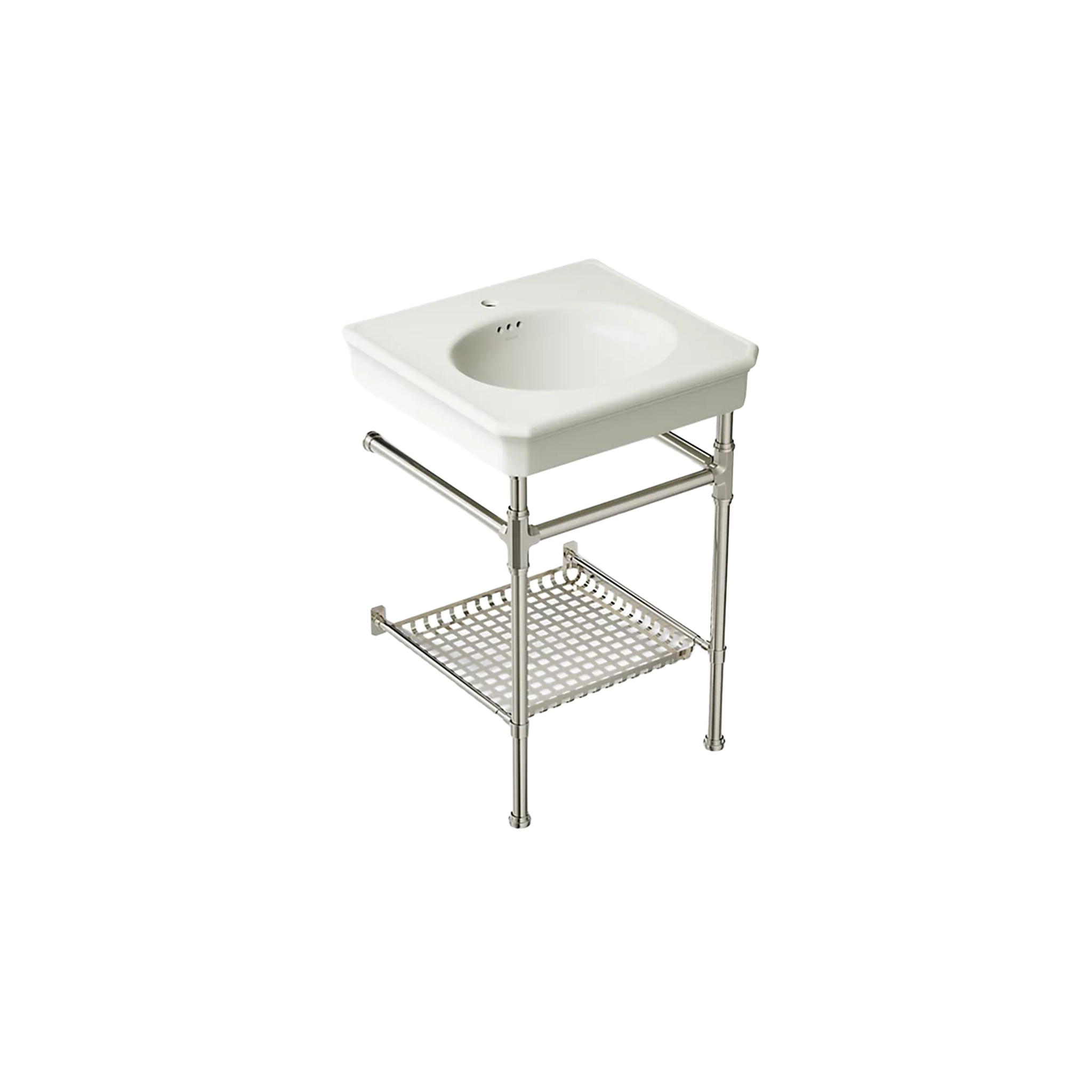 Claude™ console table bathroom sink in Dune with Polished Nickel frame by Studio McGee from Kohler