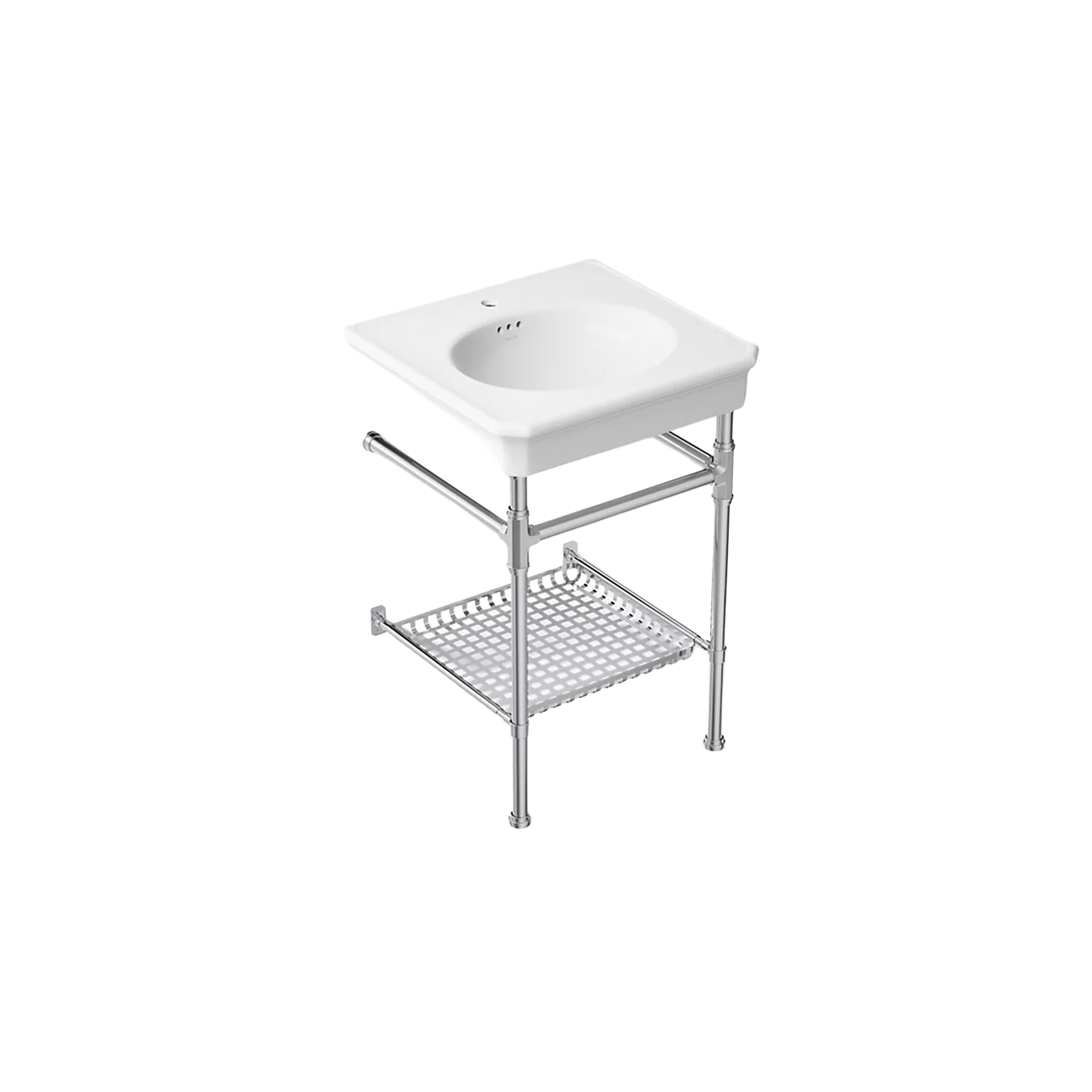 Claude™ Console Table Bathroom Sink by Studio McGee from Kohler in white with Polished Chrome frame