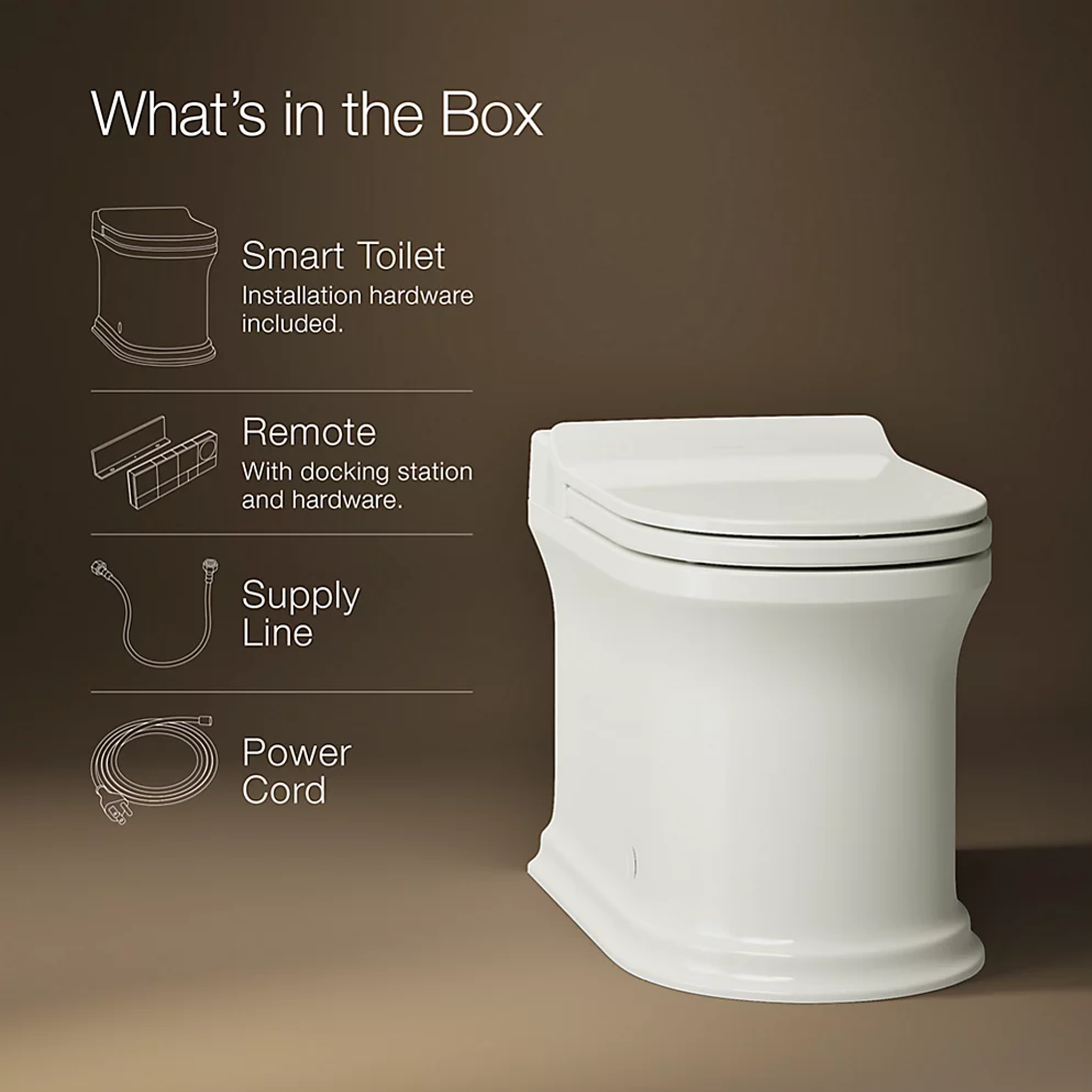 Claude™ one-piece elongated smart toilet by Kohler in white finish