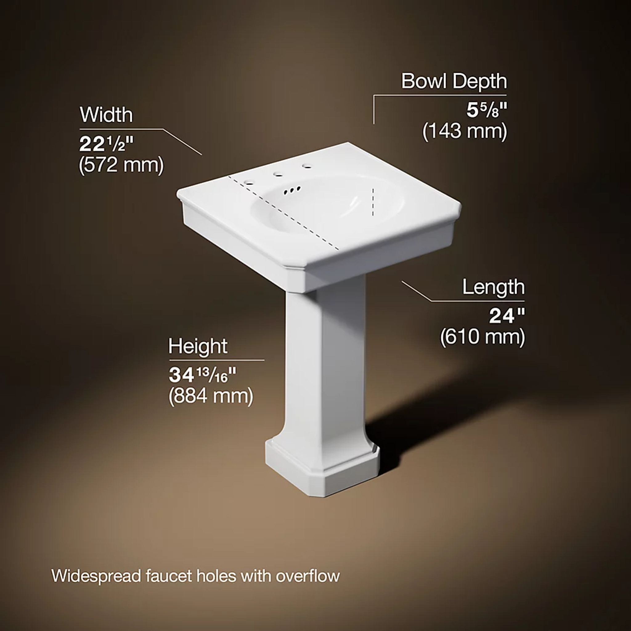 Claude pedestal bathroom sink by Studio McGee in white by Kohler