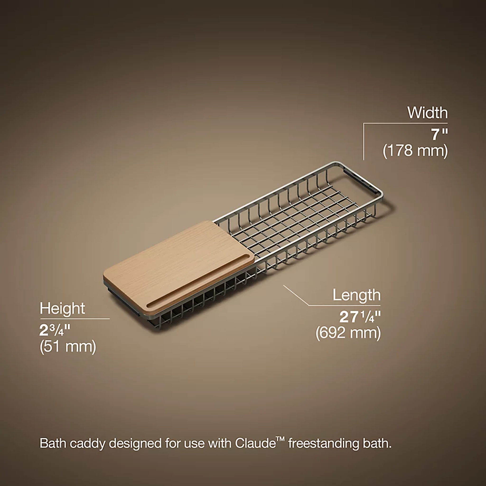 Claude™ two-piece bath caddy by Kohler with wood detail