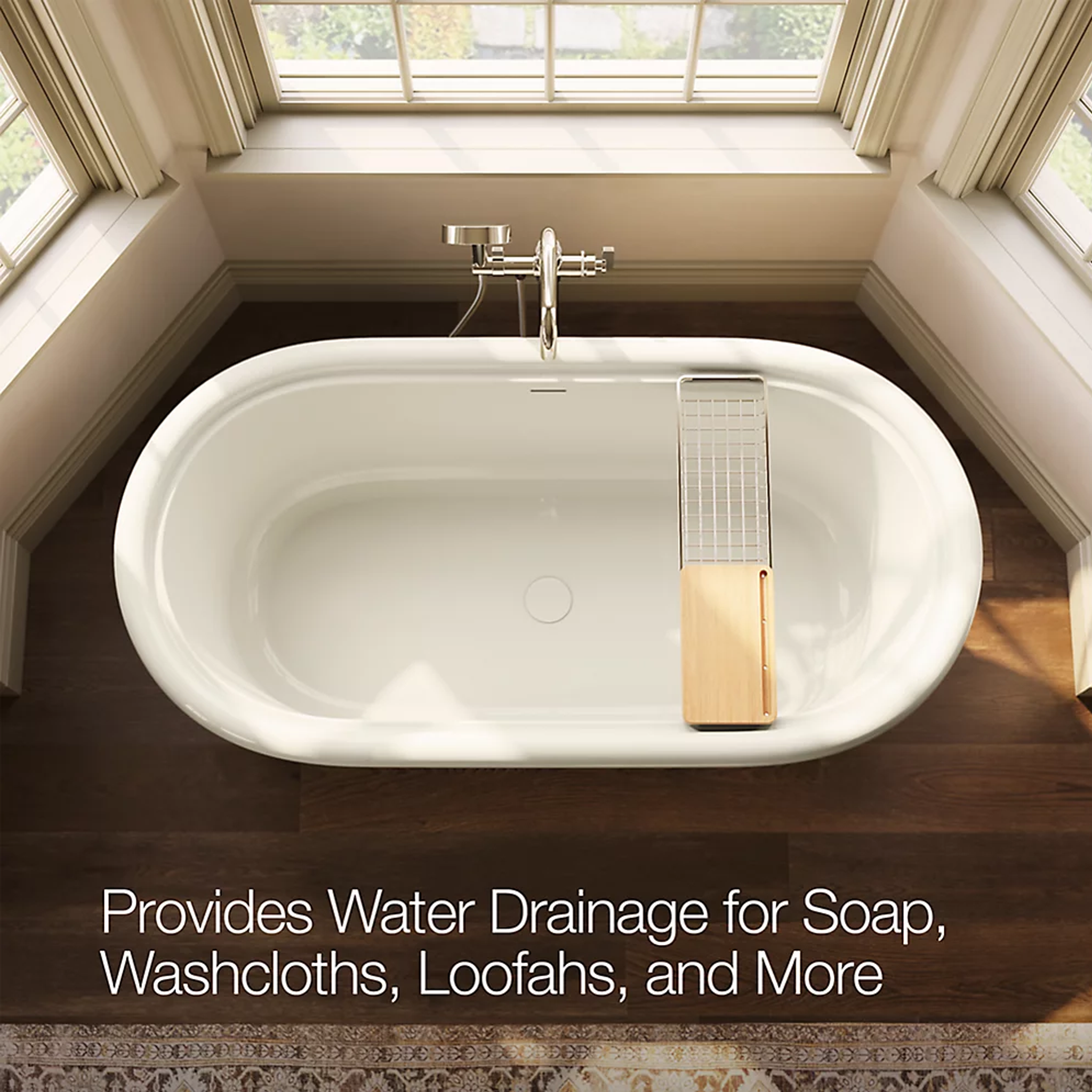 Claude™ two-piece bath caddy by Kohler over bathtub