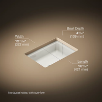 Claude™ undermount bathroom sink by Studio McGee from Kohler with dimensions