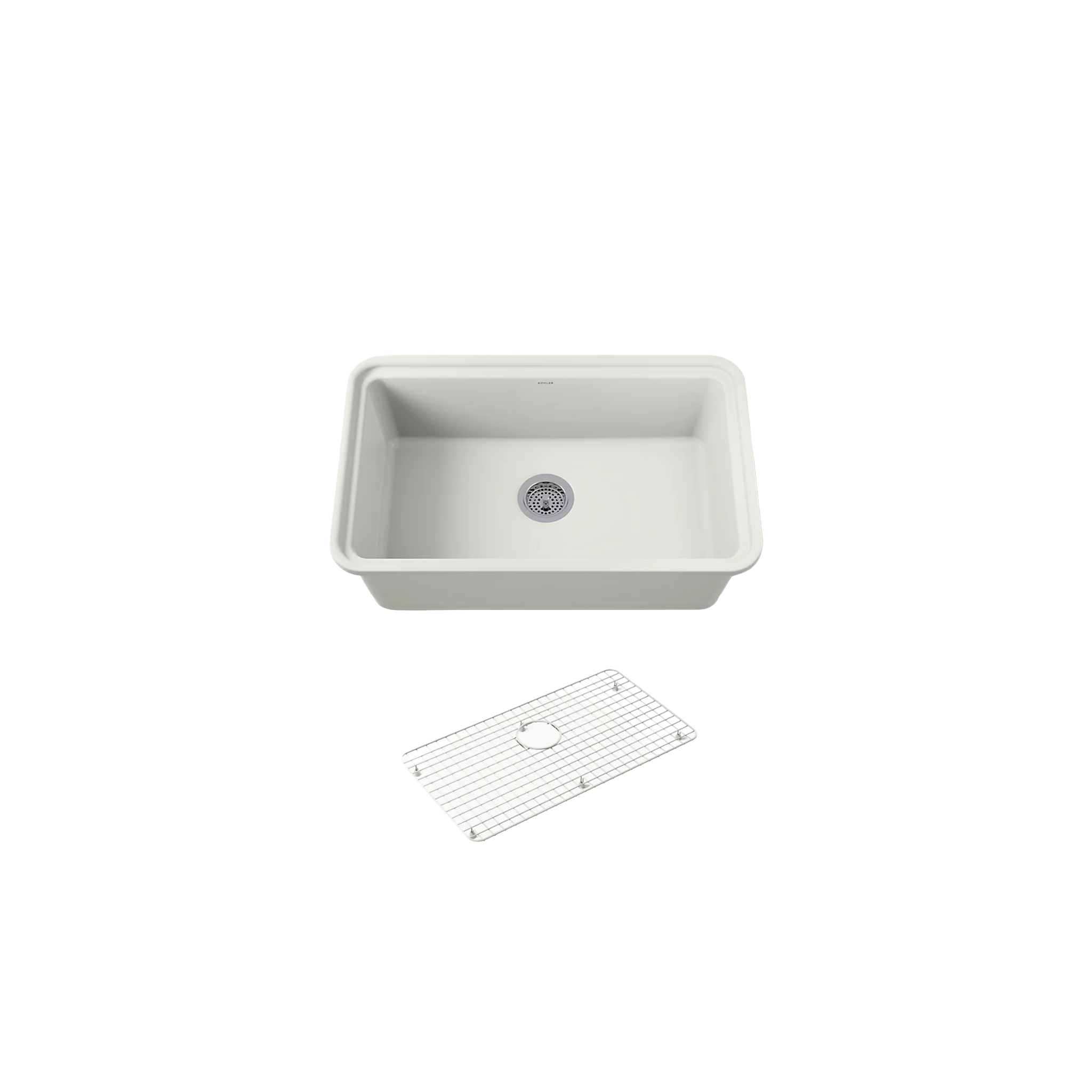 Audrine™ Undermount single-bowl kitchen sink and grid by Kohler