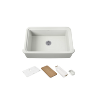 AUDRINE™ undermount single-bowl farmhouse kitchen sink by Kohler with accessories