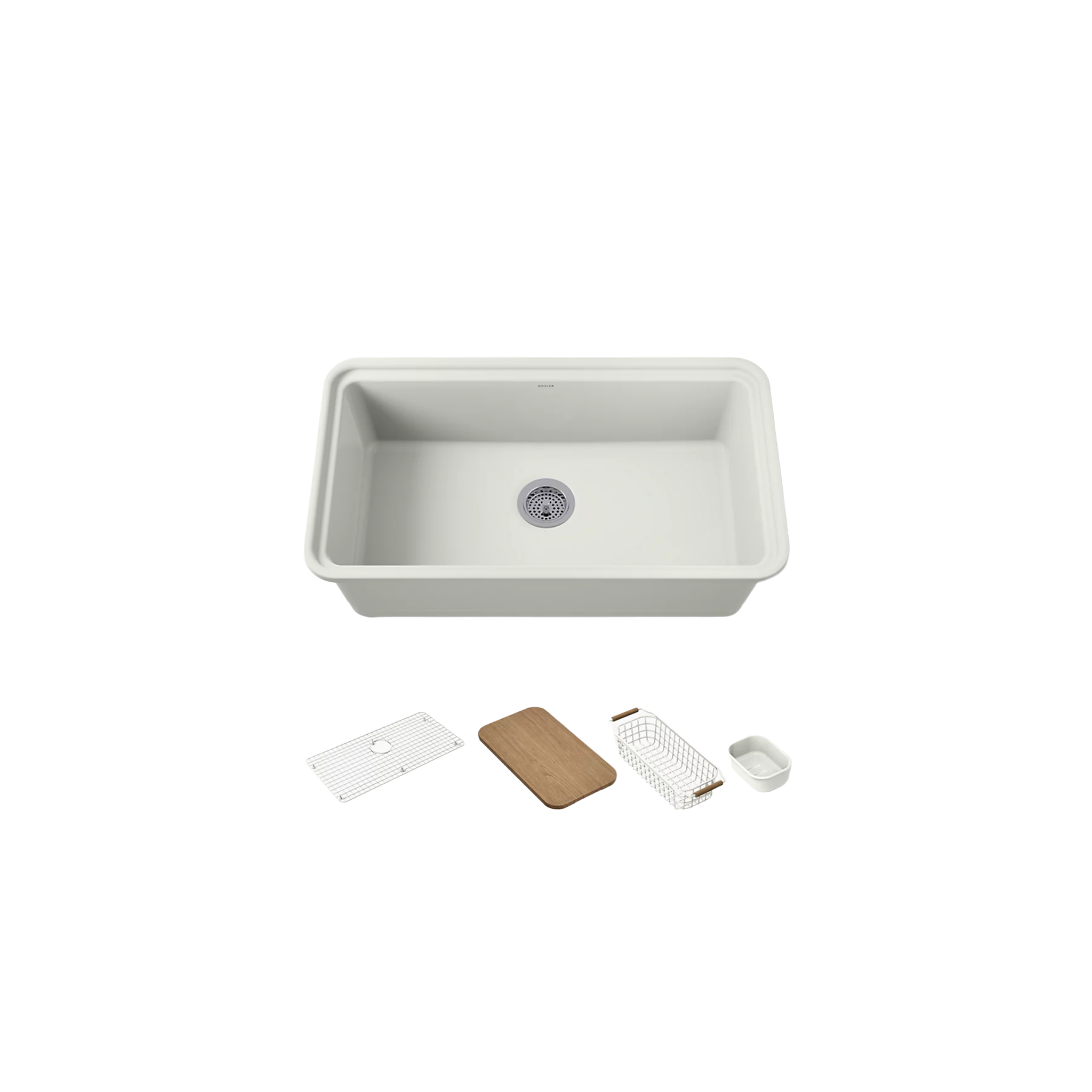 Audrine™ undermount single-bowl kitchen sink by Kohler in dune color
