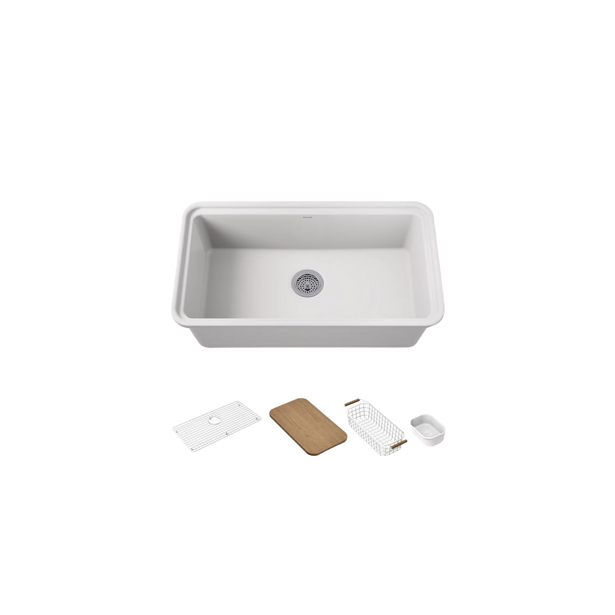 Audrine™ undermount single-bowl kitchen sink by Kohler in white