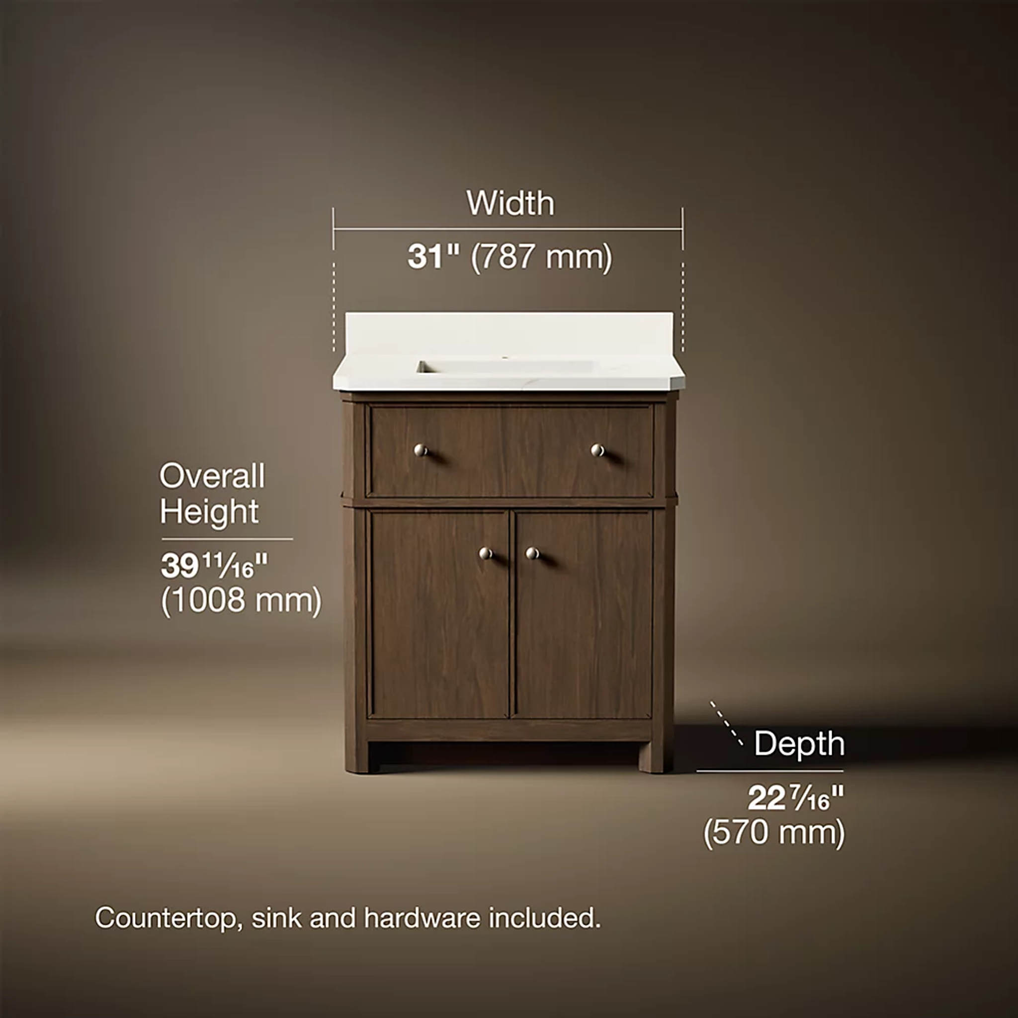 Claude™ bathroom vanity cabinet by Studio McGee in wood finish by Kohler
