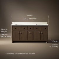 Claude™ bathroom vanity cabinet by Studio McGee in dark wood by Kohler