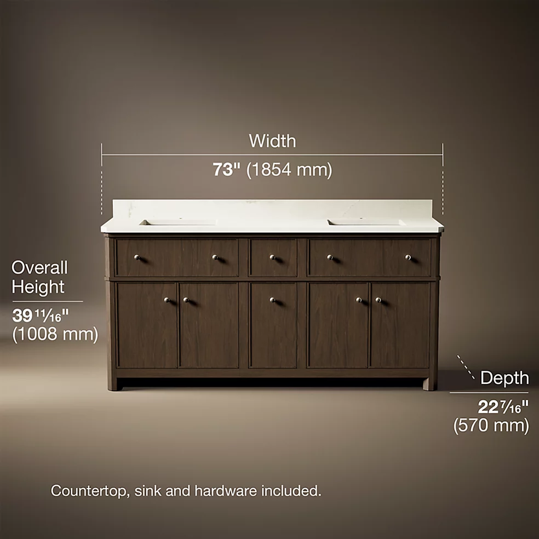 Claude™ bathroom vanity cabinet by Studio McGee in dark wood by Kohler
