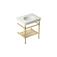 Claude™ console table bathroom sink by Studio McGee with brass frame by Kohler