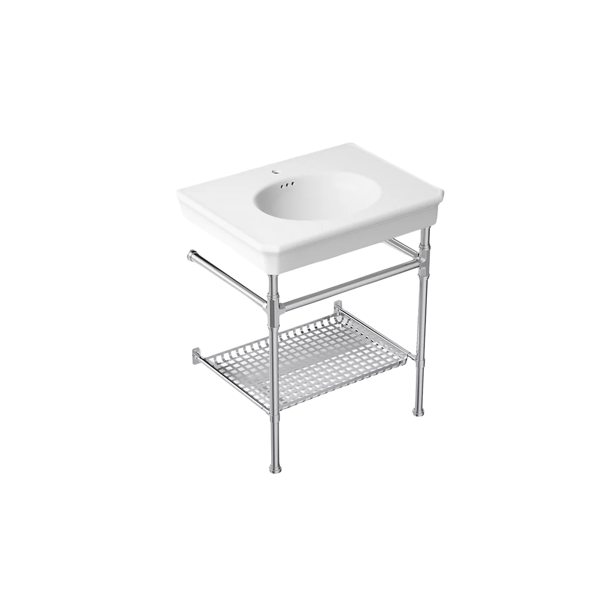 CLAUDE™ console table bathroom sink by Studio McGee from Kohler with polished chrome frame