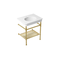 Claude™ Console Table Bathroom Sink by Studio McGee with vibrant brushed brass frame by Kohler