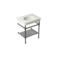 CLAUDE™ Console Table Widespread Bathroom Sink by Studio McGee in white with matte black frame by Kohler