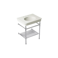 Claude™ console table widespread bathroom sink in Dune with polished chrome frame by Studio McGee from Kohler