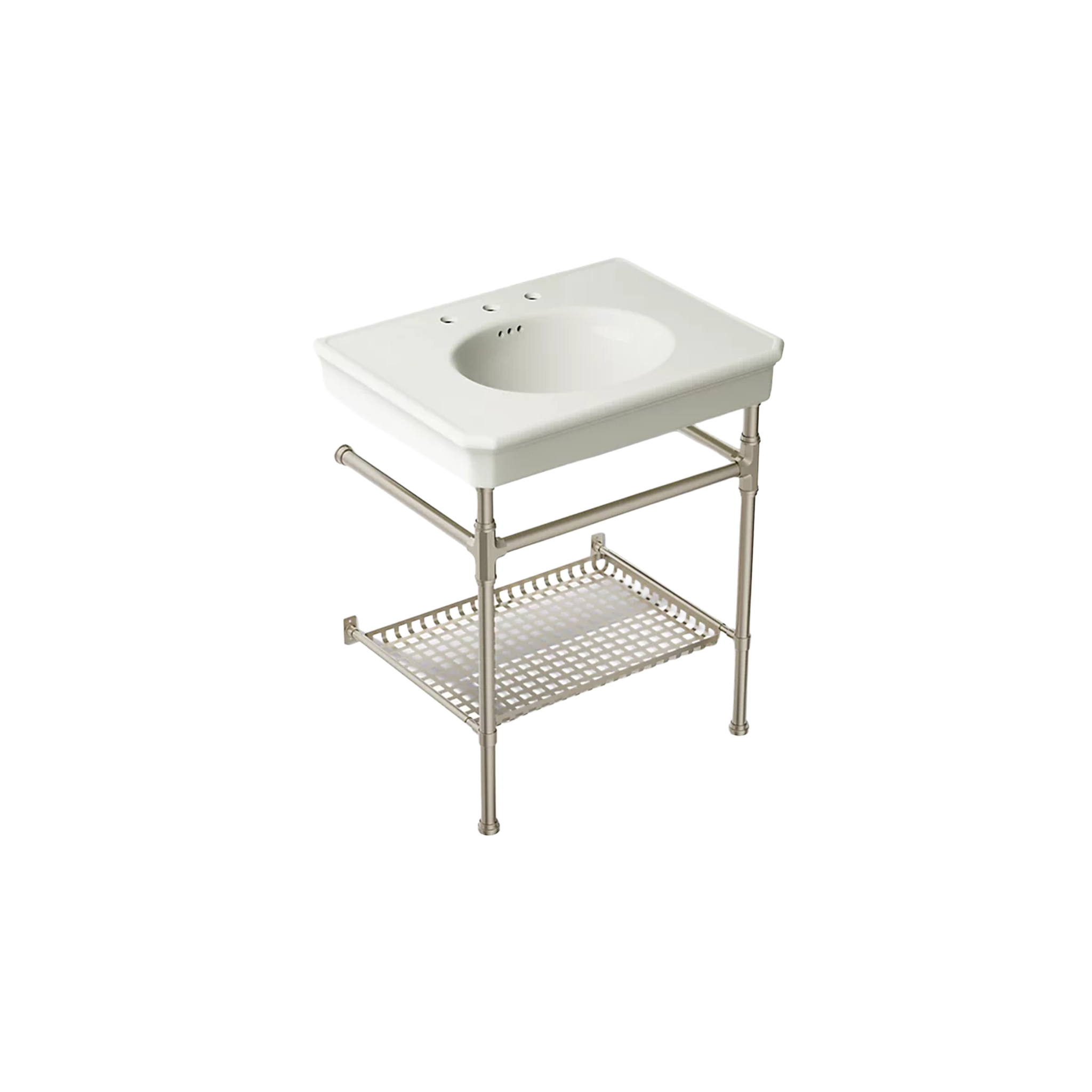 Claude™ console table widepsread bathroom sink in vibrant brushed nickel by Kohler