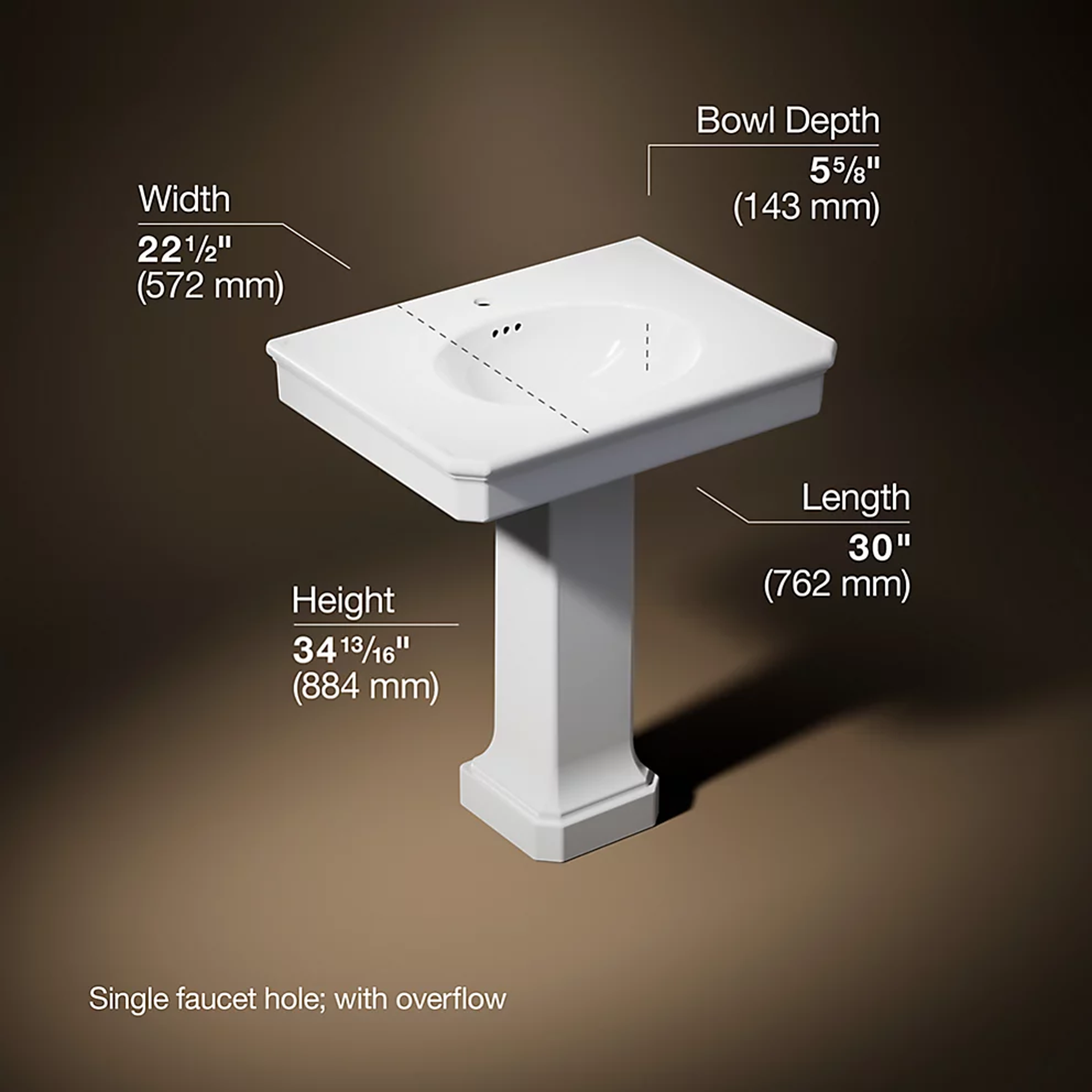 Claude pedestal bathroom sink by Studio McGee in white by Kohler