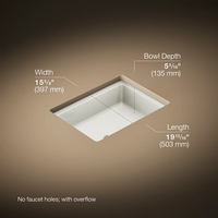 Claude™ undermount bathroom sink by Studio McGee from Kohler with dimensions
