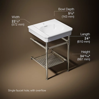 CLAUDE™ Console Table Bathroom Sink by Studio McGee with metal frame showing dimensions