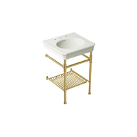 CLAUDE™ Console Table Bathroom Sink by Studio McGee in vibrant brushed Moderne brass by Kohler